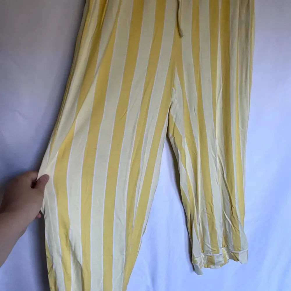 LOFT sleep‎ notch collar capri pajama pants white yellow soft women's S modal